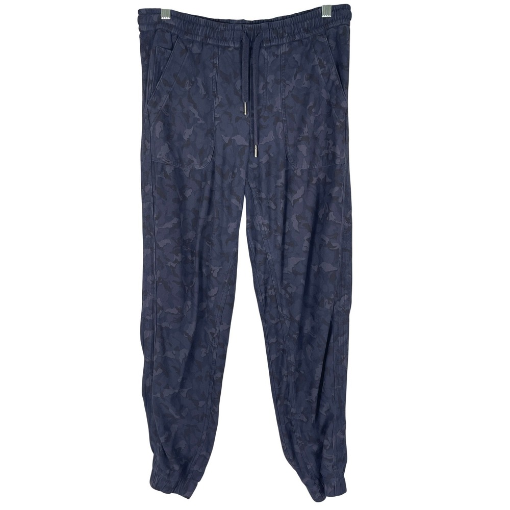 Athleta Farallon Jogger Women 2 Navy Blue Camo Cotton Stretch Pant Athleisure